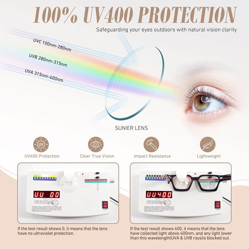 Sunier Store Oversized Thick Square Fake Glasses for Women Men,Fashion Preppy Clear Lens Eyeglasses with 100% UV400 Protection - Image 4